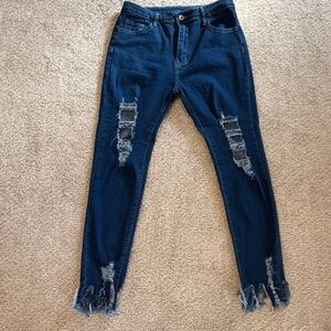 Distressed Blue Jeans